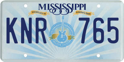 MS license plate KNR765