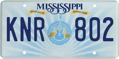 MS license plate KNR802