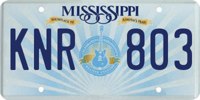 MS license plate KNR803
