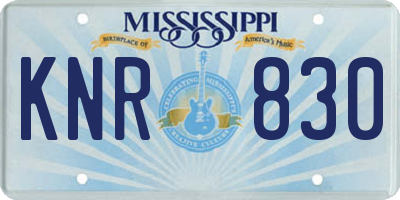 MS license plate KNR830