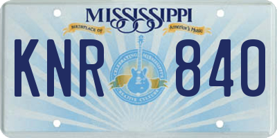 MS license plate KNR840