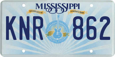 MS license plate KNR862