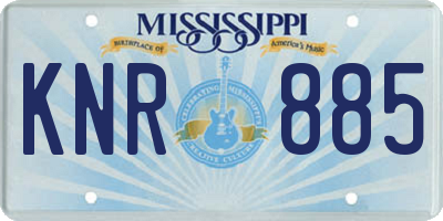 MS license plate KNR885