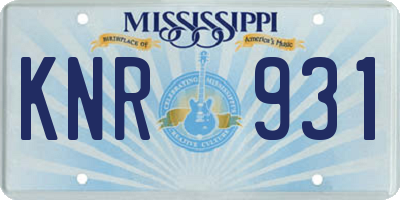 MS license plate KNR931