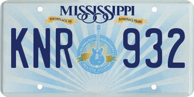 MS license plate KNR932
