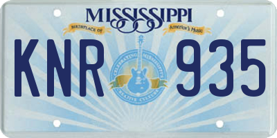 MS license plate KNR935