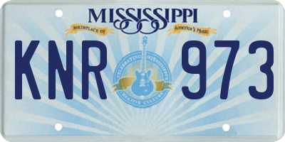 MS license plate KNR973