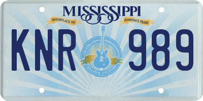MS license plate KNR989
