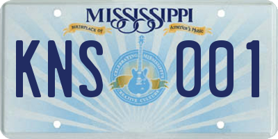 MS license plate KNS001