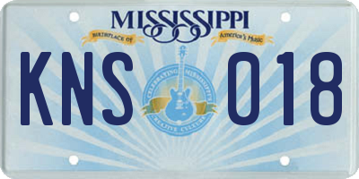 MS license plate KNS018