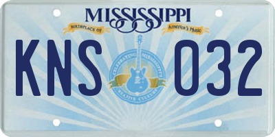MS license plate KNS032