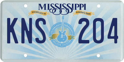 MS license plate KNS204
