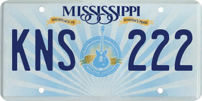 MS license plate KNS222