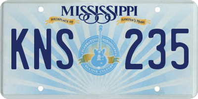MS license plate KNS235
