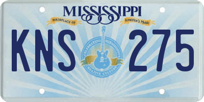 MS license plate KNS275