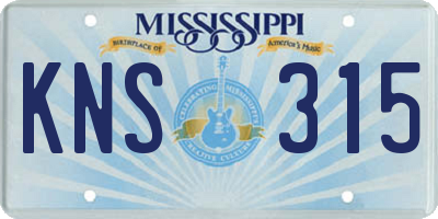 MS license plate KNS315