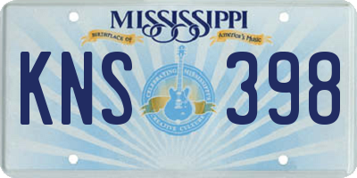 MS license plate KNS398