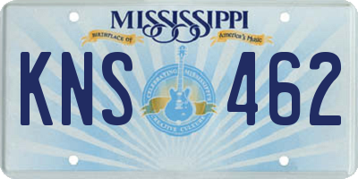 MS license plate KNS462