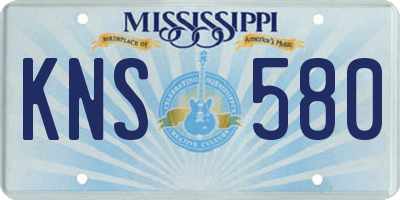MS license plate KNS580