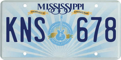 MS license plate KNS678