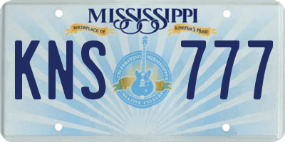 MS license plate KNS777