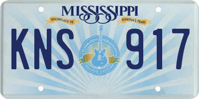 MS license plate KNS917