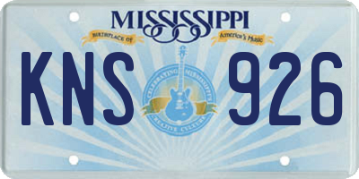 MS license plate KNS926