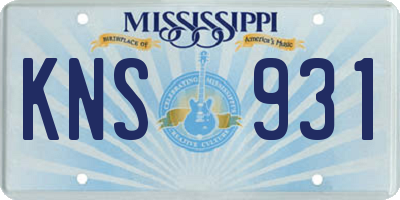 MS license plate KNS931