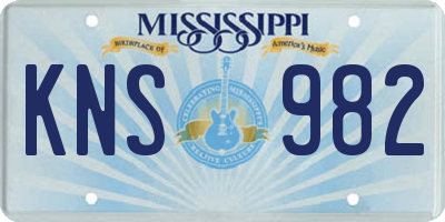 MS license plate KNS982