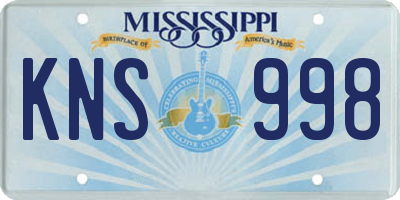 MS license plate KNS998