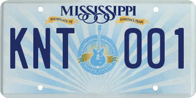 MS license plate KNT001