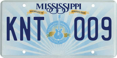 MS license plate KNT009