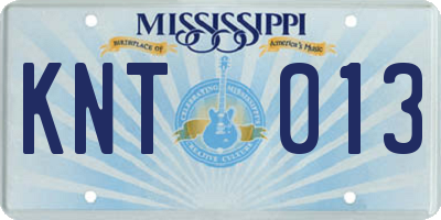 MS license plate KNT013