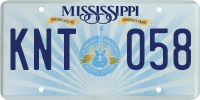 MS license plate KNT058
