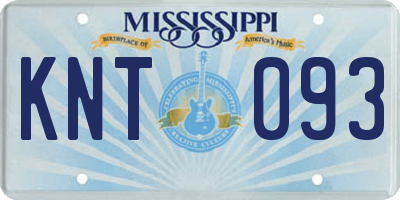 MS license plate KNT093