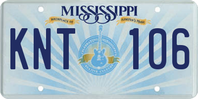 MS license plate KNT106