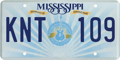 MS license plate KNT109