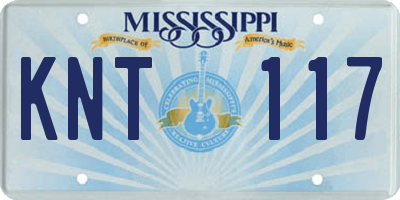 MS license plate KNT117