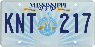MS license plate KNT217