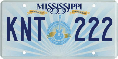 MS license plate KNT222