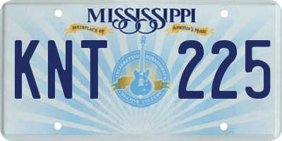 MS license plate KNT225