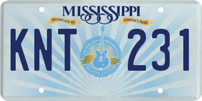 MS license plate KNT231