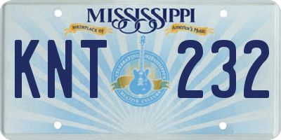 MS license plate KNT232