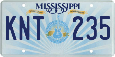 MS license plate KNT235
