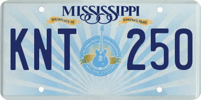 MS license plate KNT250
