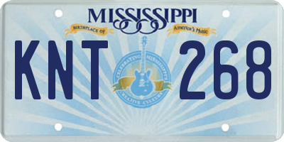 MS license plate KNT268