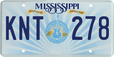 MS license plate KNT278