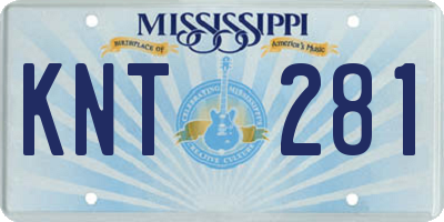MS license plate KNT281