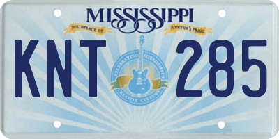 MS license plate KNT285