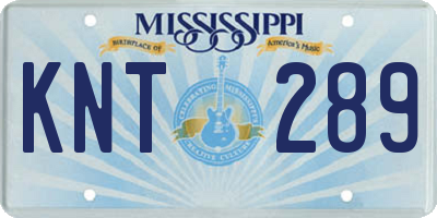 MS license plate KNT289